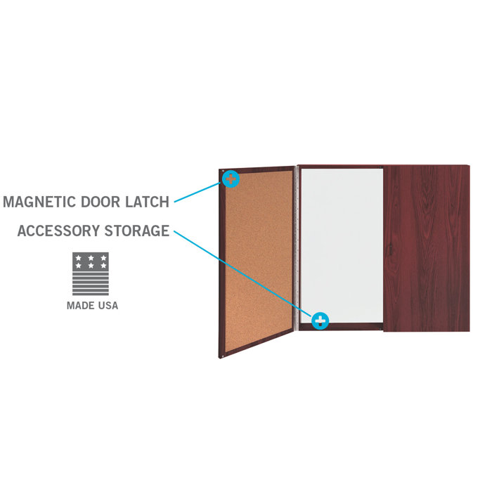 Ghent Porcelain Whiteboard with Cork Interior Doors
